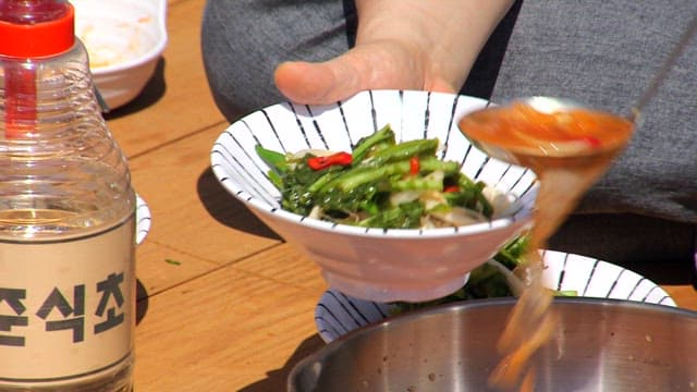 Bowl of refreshing kimchi soup made with fresh young radish