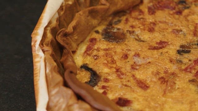 Freshly Baked Brown Quiche in a Pan