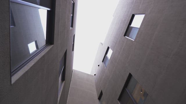 View of tall buildings from below