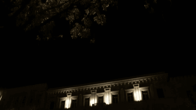 Illuminated Exterior of Building and Trees at night