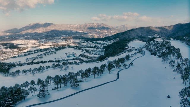Serene Winter Landscape with Mountains and Pines