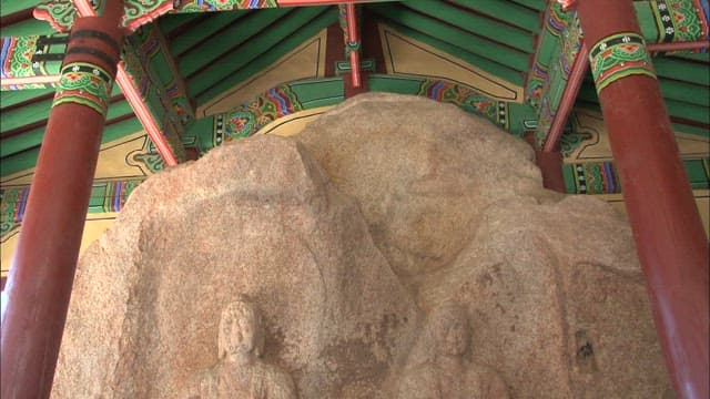Buddhist Stone Carving in Temple Entrance