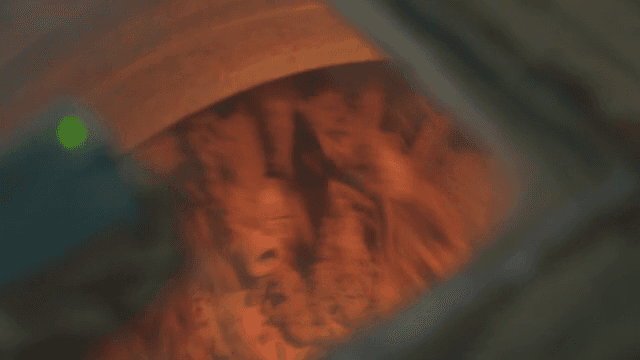 Soil being processed in a machine