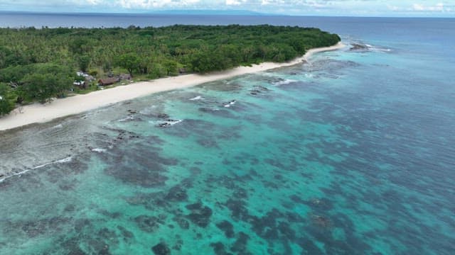 Serene beach with clear emerald water