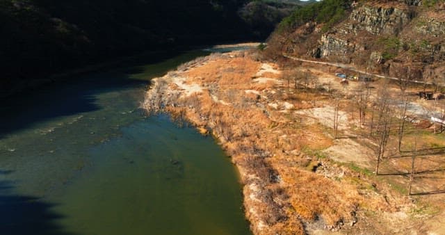 Serene Riverside Landscape with Cliffs