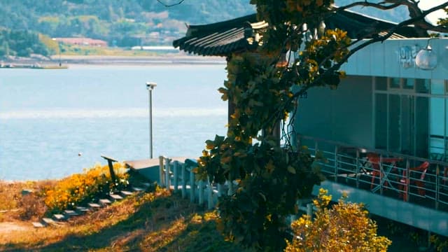 Riverside Cafe Surrounded by Spring Foliage