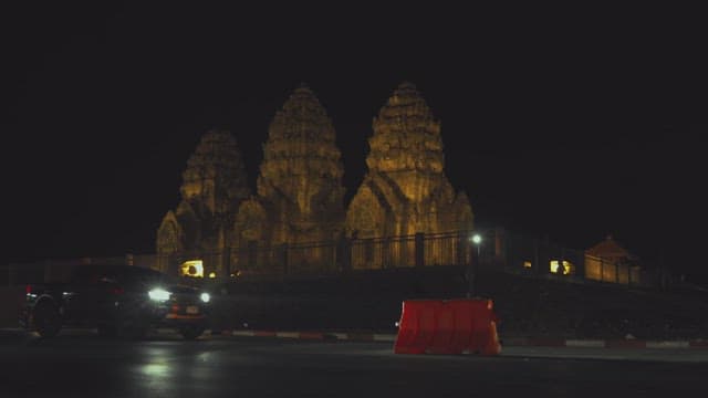 Night of Ancient and Cultural Temple Amidst the Cityscape