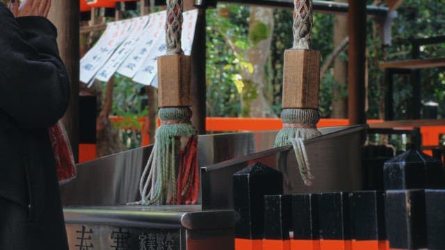 People Praying at a Traditional Shrine