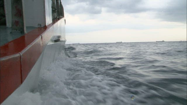 Side view of a boat sailing on the sea