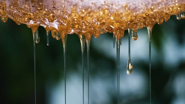 Honey Dripping from a Fabric Strainer
