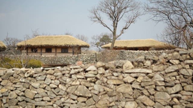 Traditional Korean Houses with Thatched Roofs