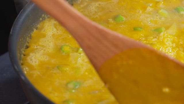 Fried Rice with Pumpkin Sauce Cooked in a Pan