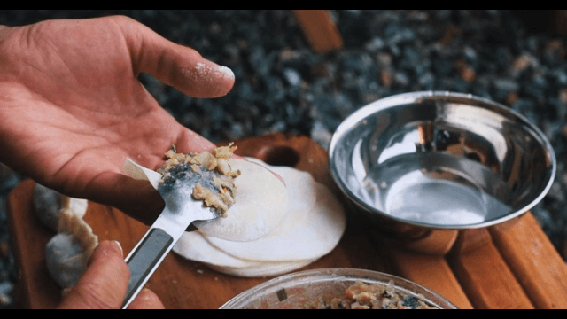 Making Dumplings by Hand Outdoors