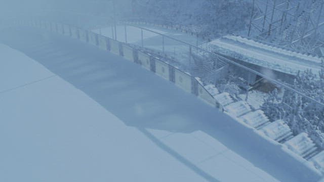 Ski Jumping Slope in a Snowstorm