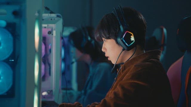 Focused Gamers Competing in E-Sport