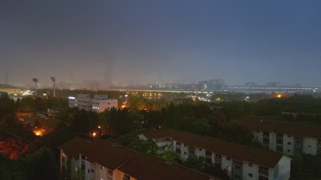 Night view of an industrial cityscape