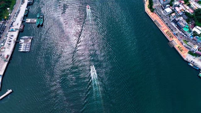 Boats Navigating along the Sea Waterway