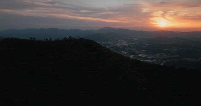Sunset View Over a Mountain Ridge