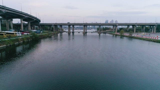 Urban River and Overpasses