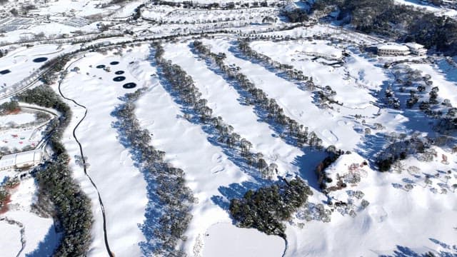 Snow-covered Landscape with Mountains and Trees
