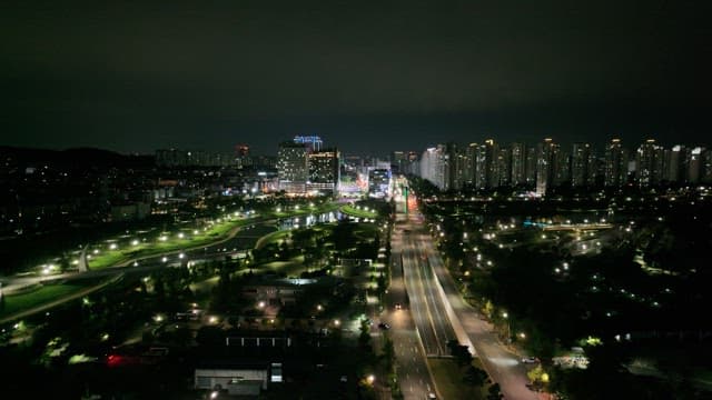 Night View Illuminated by the Lights of a Bustling City