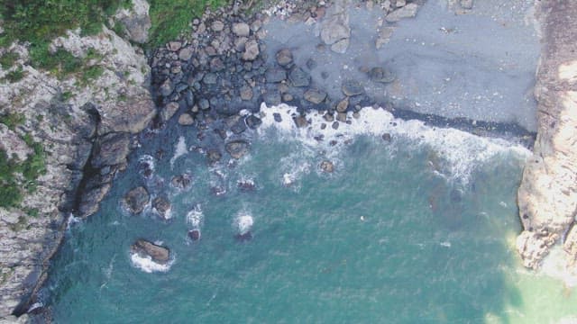 Rocky coastline with waves crashing