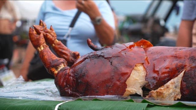 Lechon Baboy sold at the crowded market