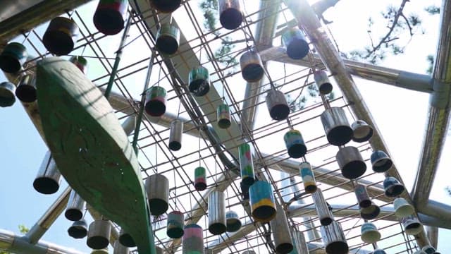 Artful Wind Chimes in Urban Park
