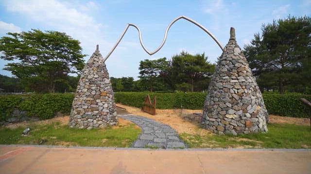 Artistic Stone Structures in a Park