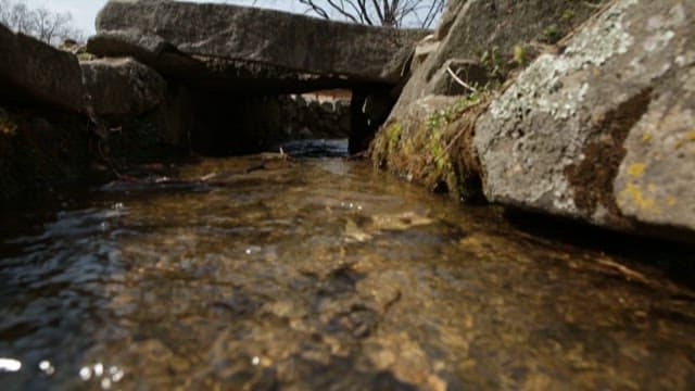 Peaceful Countryside Stream and Stone Bridge