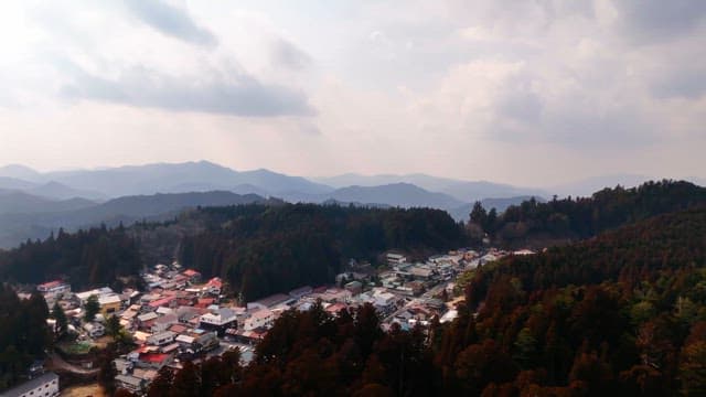 Small village nestled in the mountains