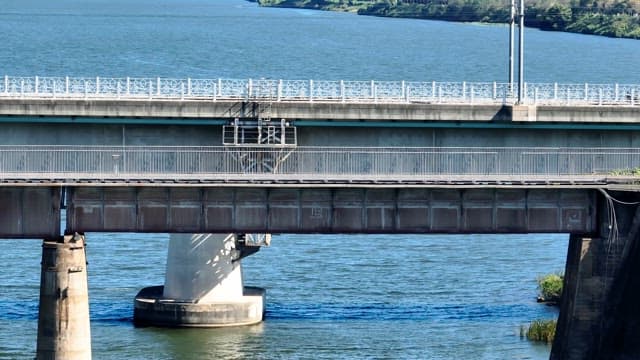 Bridge over a calm river