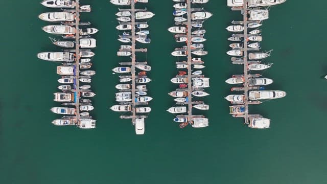 View of a marina with docked yachts