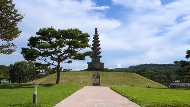 Ancient Stone Pagoda in a Serene Park
