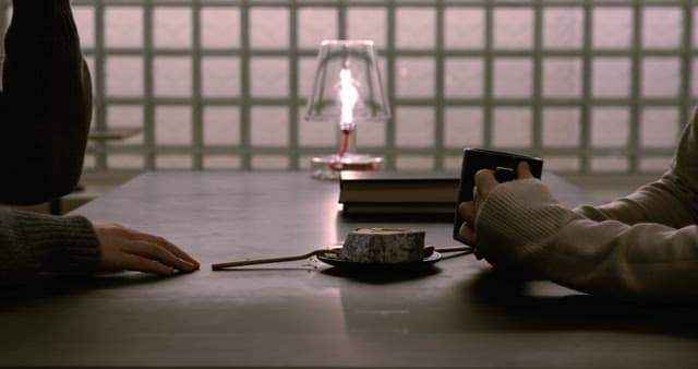 Intimate conversation over dessert and coffee