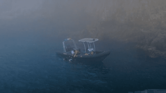 Security Guard Rescuing Shipwrecked People on a Foggy Coast