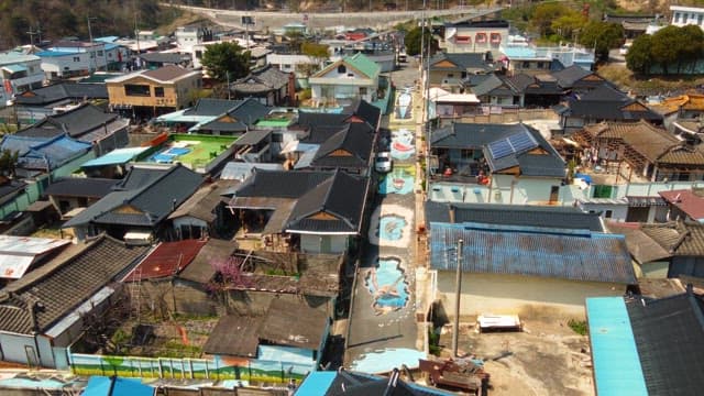 Traditional Korean village with murals