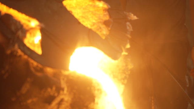Molten metal pouring in a foundry