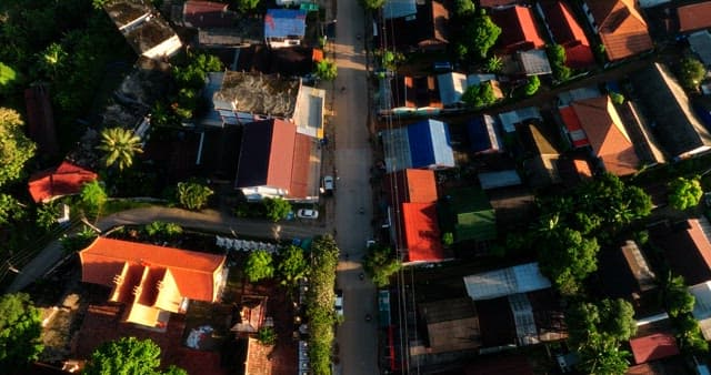 Village Scenery Surrounded by Dense Forest