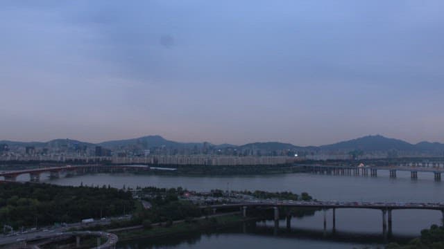 Cityscape with Bridges at Dusk