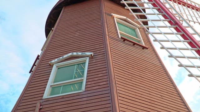 Close-up of a wooden windmill