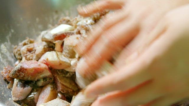 Fish and seasoning mixed to make salted seafood