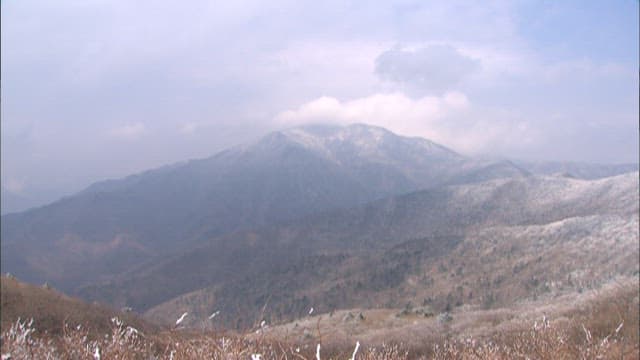 Snow-covered Mountains under a Cloudy Sky