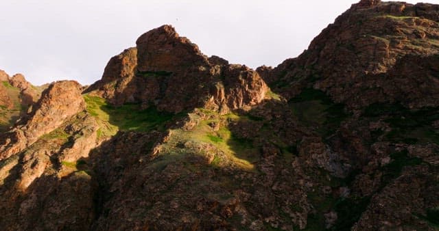 Rocky mountain with greenery