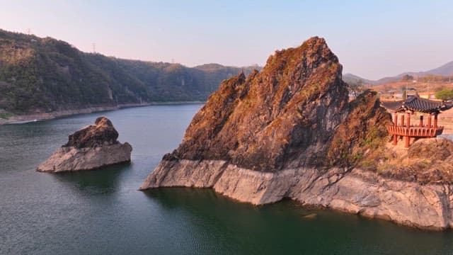Scenic river with rocky formations