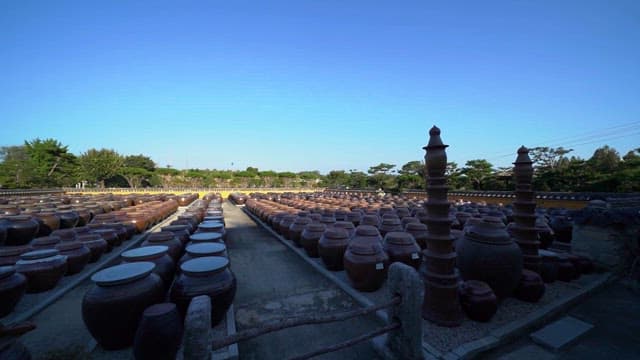 Traditional Korean Jars Displayed Frontyard