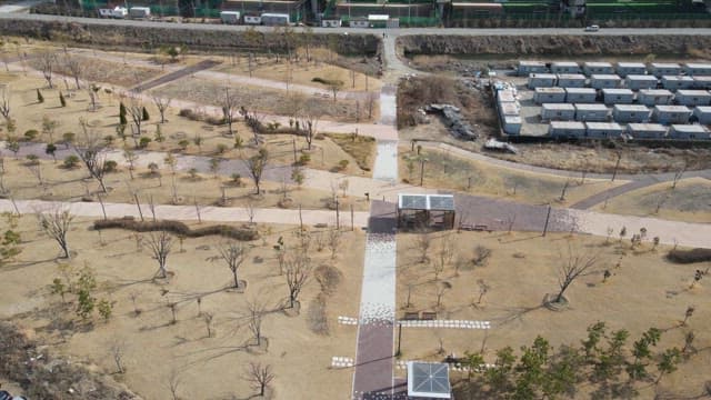 View of a park with pathways and trees