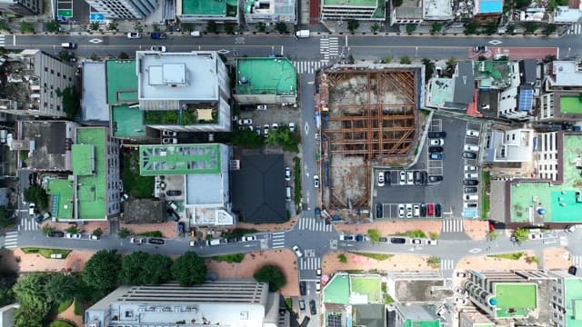 View of a city with buildings and roads