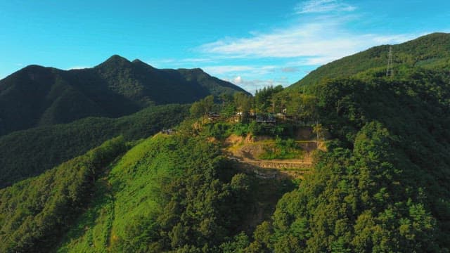 Scenic Aerial View of a Mountain Retreat