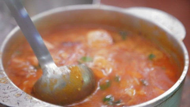 Hearty stew with octopus